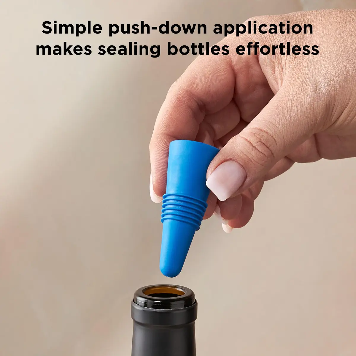 Rabbit Bottle Stopper Set of 2 | Airtight Silicone Wine & Beverage Seal (Blue, 2-Pack) - view 4