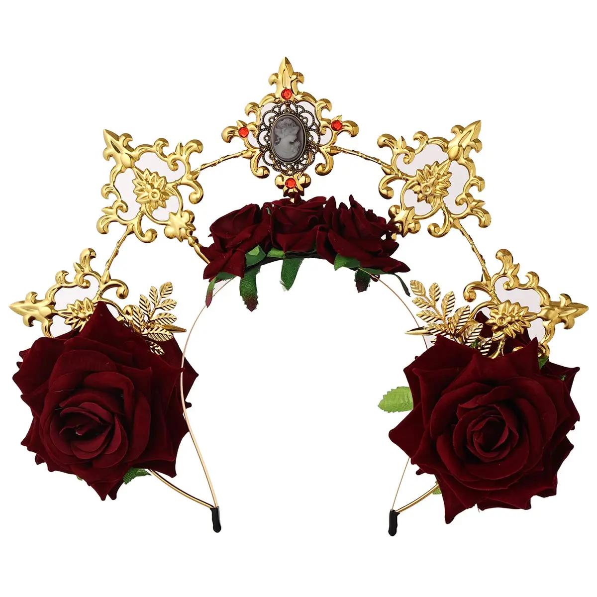 BLESSUME Halo Crown Mary Goddess Headband Gold and Red | Costume Headpiece for Women (1 Count) - main product image