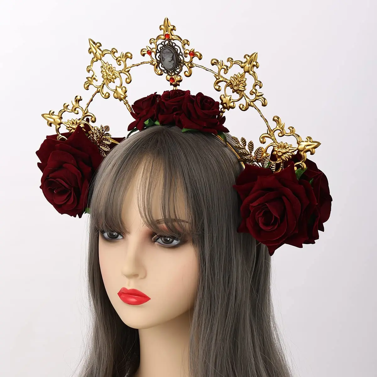 BLESSUME Halo Crown Mary Goddess Headband Gold and Red | Costume Headpiece for Women (1 Count) - view 3