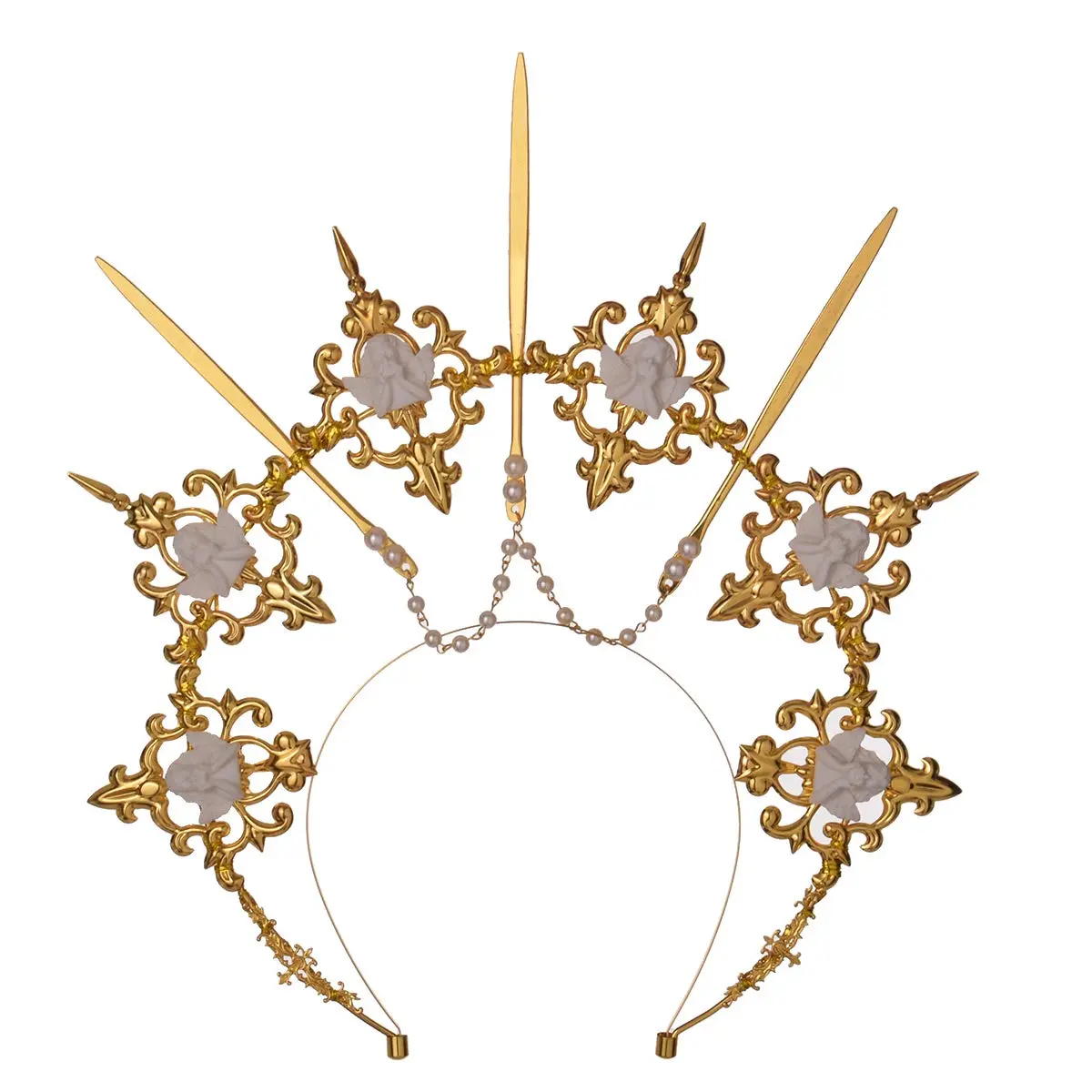 BLESSUME Halo Crown Mary Goddess Headband Gold 9 | Costume Headpiece for Women (70-120 chars) - main product image