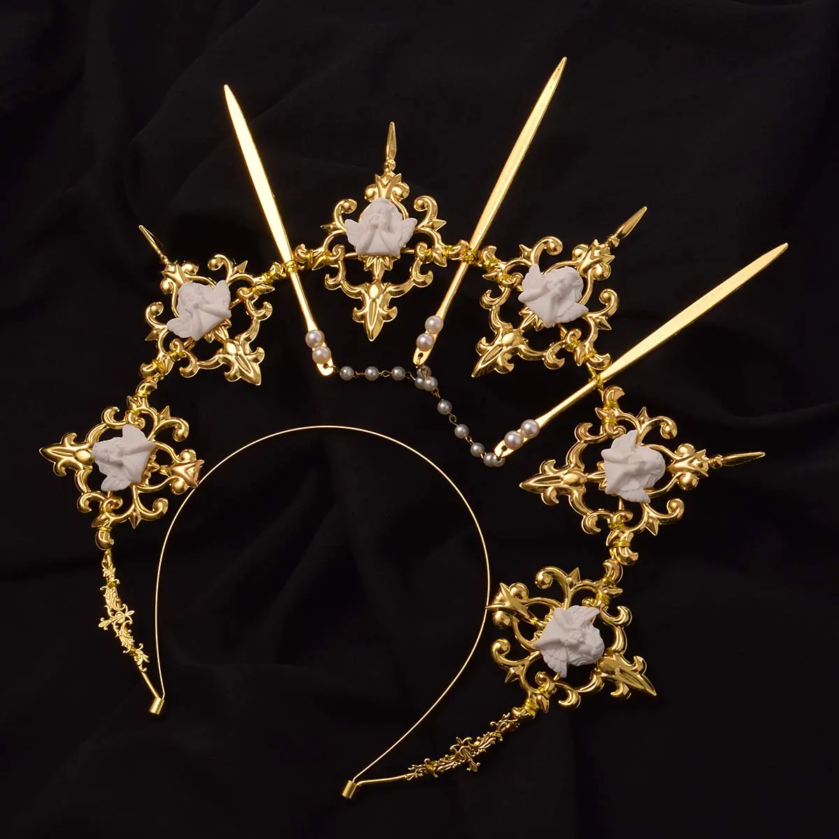 BLESSUME Halo Crown Mary Goddess Headband Gold 9 | Costume Headpiece for Women (70-120 chars) - view 5