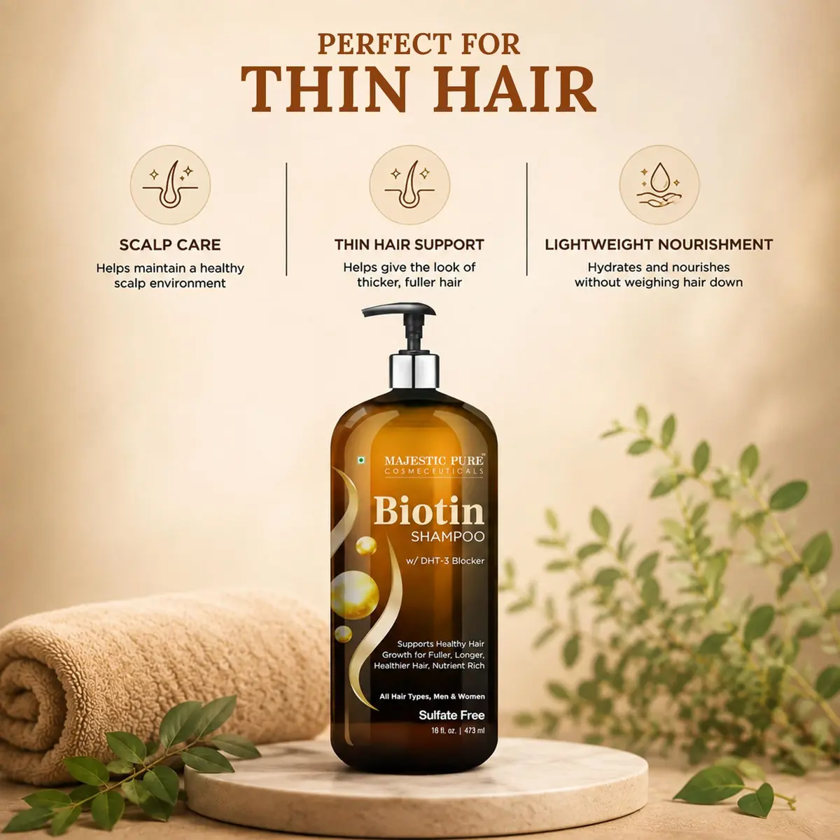 Majestic Pure Biotin Shampoo Sulfate & Paraben Free - 16 Fl Oz (473ml) | Promotes Fuller, Longer, Healthier Hair - view 7