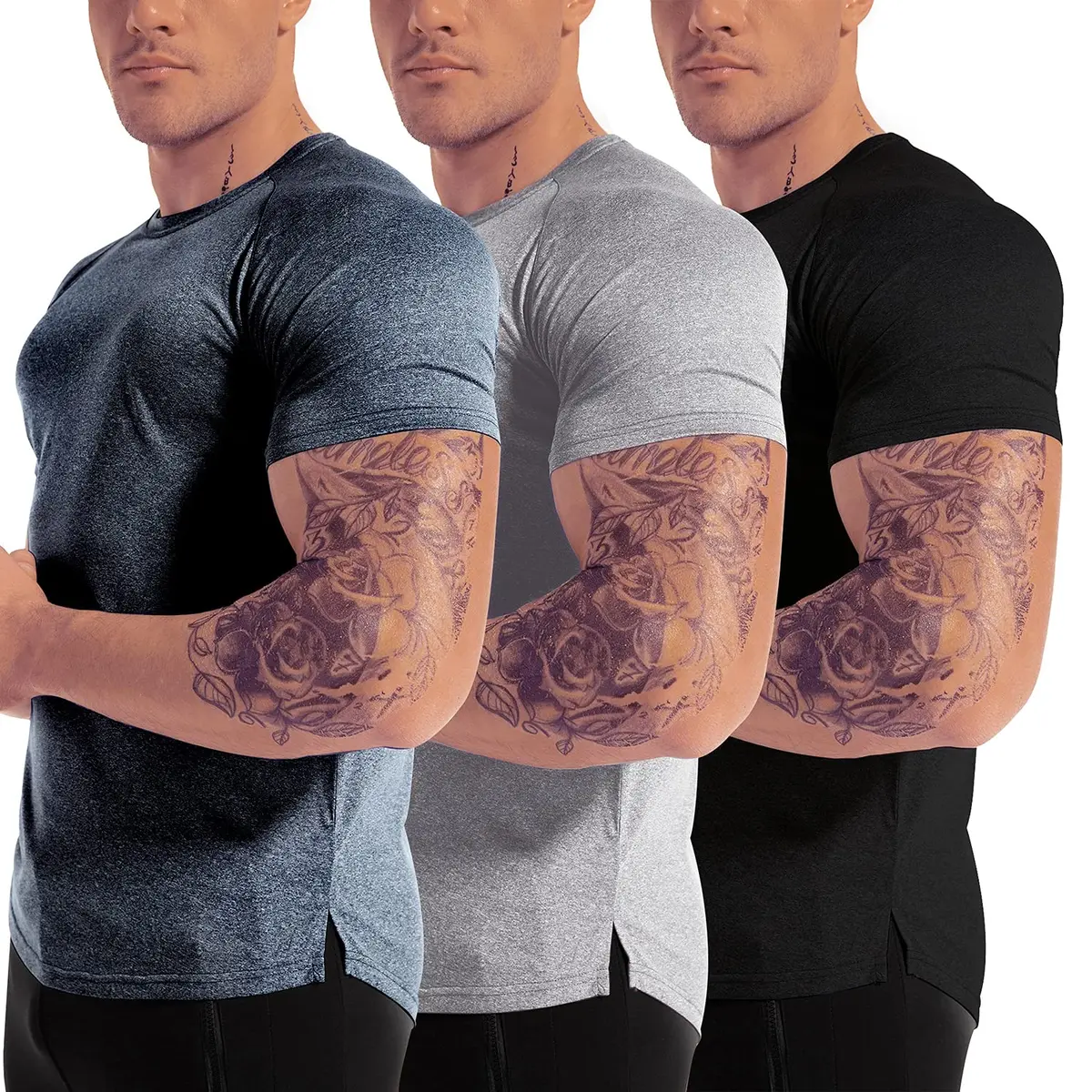 GYMELITE Men's 3pack Short Sleeve Moisture Wicking T-Shirts | Anti-Stink, Quick Dry, Breathable, Comfortable Fit - main product image