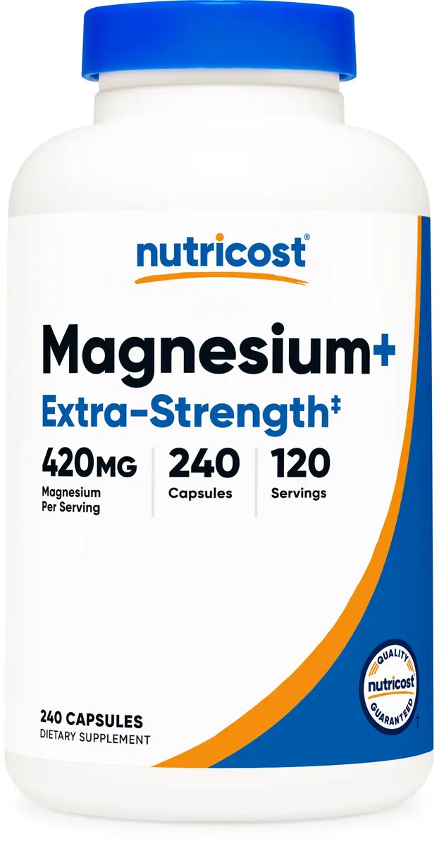 Nutricost Magnesium+ Extra Strength 420mg | Vegan, Gluten Free Capsules for Adults - main product image