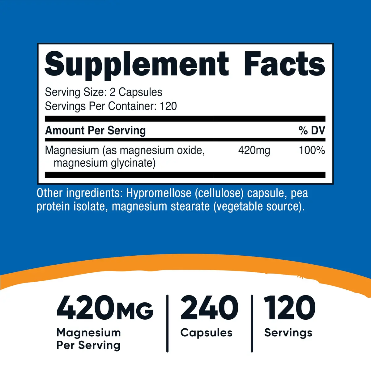Nutricost Magnesium+ Extra Strength 420mg | Vegan, Gluten Free Capsules for Adults - view 2