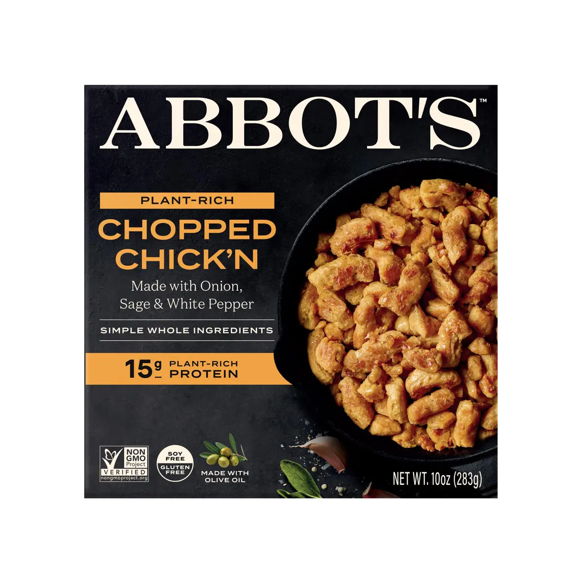 Abbot's Plant-Based Chopped Chick’n 10oz | Vegan, Gluten-Free, Protein-Rich (70-120 chars) - main product image