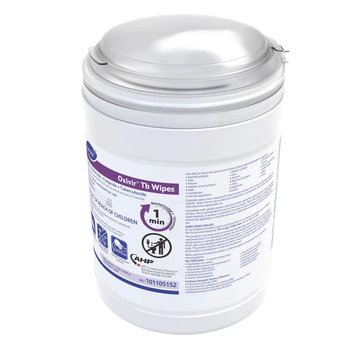 Oxivir Tb Disinfectant Wipes, Accelerated Hydrogen Peroxide Cleaner, Unscented, 640 Wipes (160 Wipes x 4 Canisters) | EPA Registered Disinfectant for Surfaces - view 2