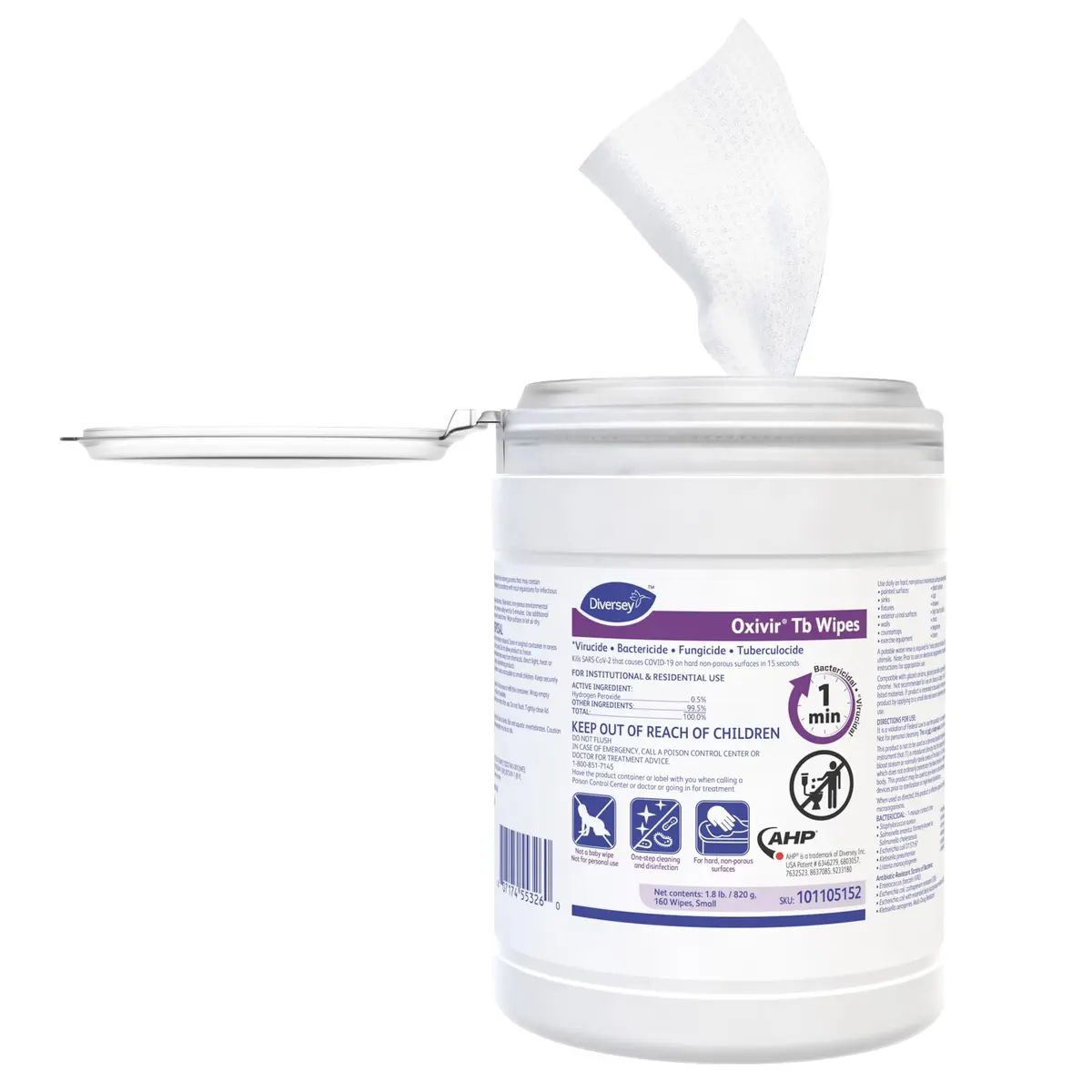 Oxivir Tb Disinfectant Wipes, Accelerated Hydrogen Peroxide Cleaner, Unscented, 640 Wipes (160 Wipes x 4 Canisters) | EPA Registered Disinfectant for Surfaces - view 3