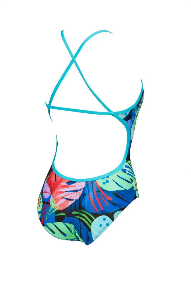 ARENA Women's Print Accelerate Back MaxLife One Piece Athletic Swimsuit, Tropics Martinica, 36 | Chlorine-Resistant, Supportive Fit - view 3