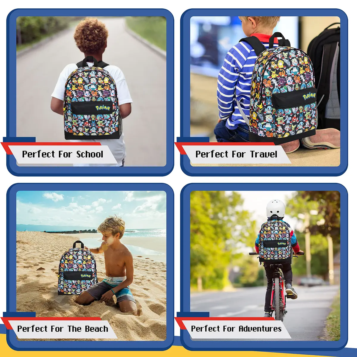 Pokémon Anime Backpack for Kids & Teens | Pikachu, Multi AOP Print, 40cm (15.7") - view 5