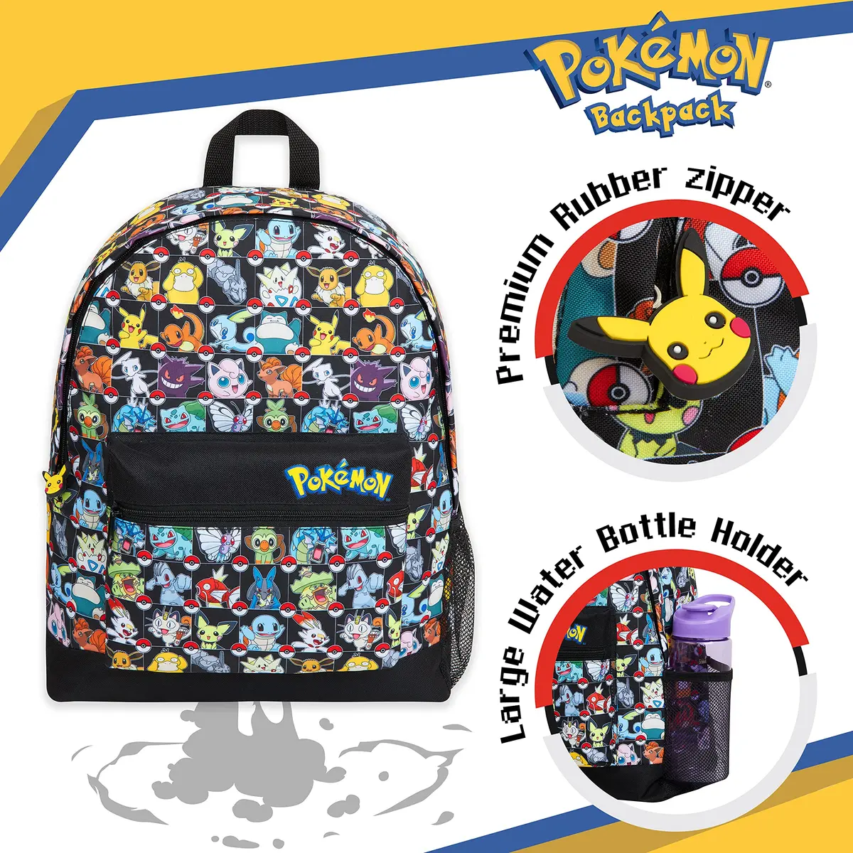 Pokémon Anime Backpack for Kids & Teens | Pikachu, Multi AOP Print, 40cm (15.7") - view 3