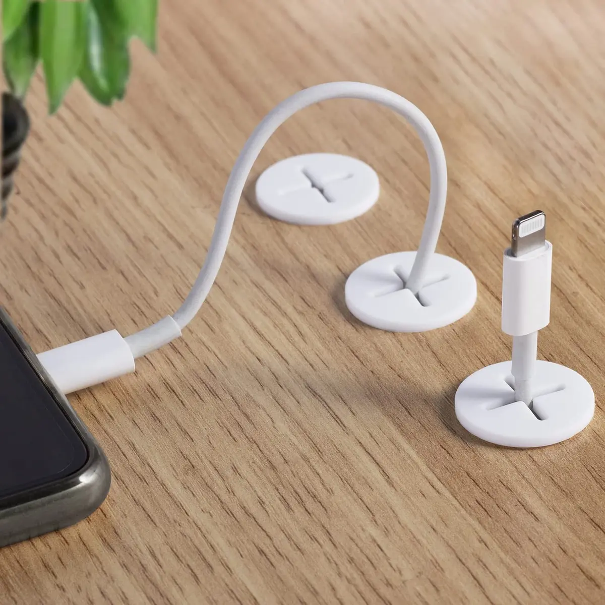 Keenkee 8 Pack Cable Cord Grommets 3/4 Inch Flexible White Silicone Rubber | For Desk and Furniture Wire Management - view 7