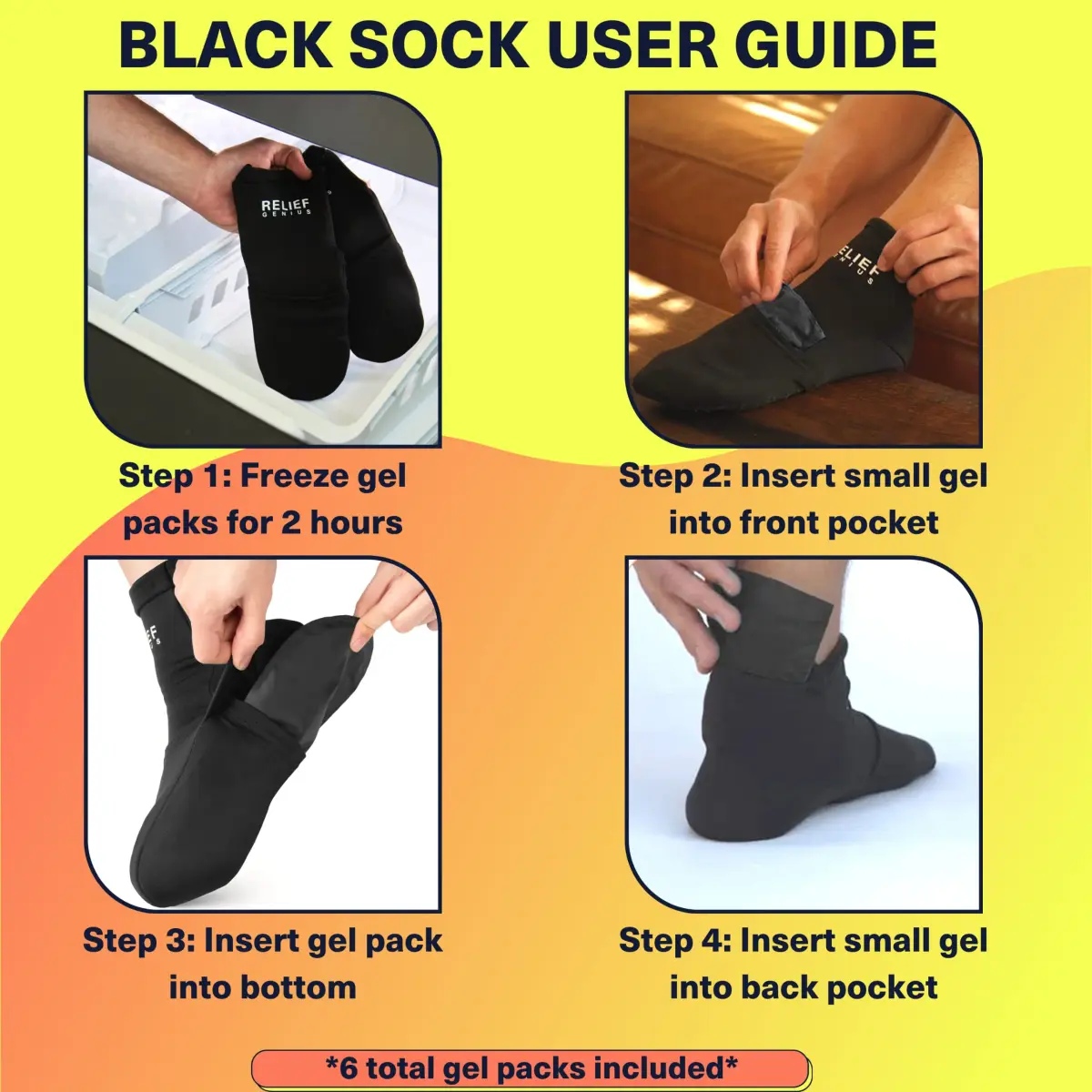 CTR BAND Relief Genius Cold Therapy Socks with Reusable Gel Ice Packs - Large (1 Pair) | Foot Pain & Inflammation Relief - view 7