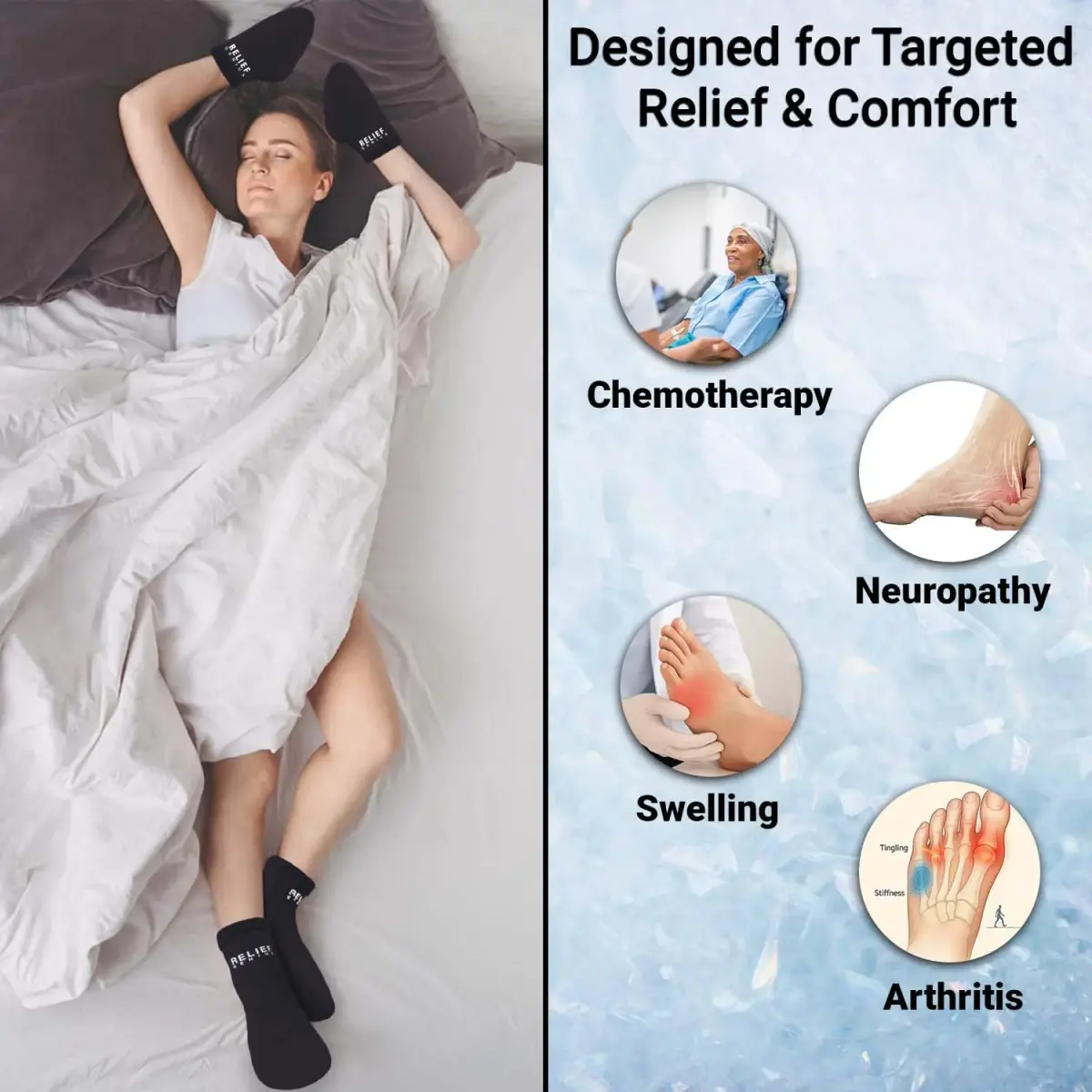 CTR BAND Relief Genius Cold Therapy Socks with Reusable Gel Ice Packs - Large (1 Pair) | Foot Pain & Inflammation Relief - view 2