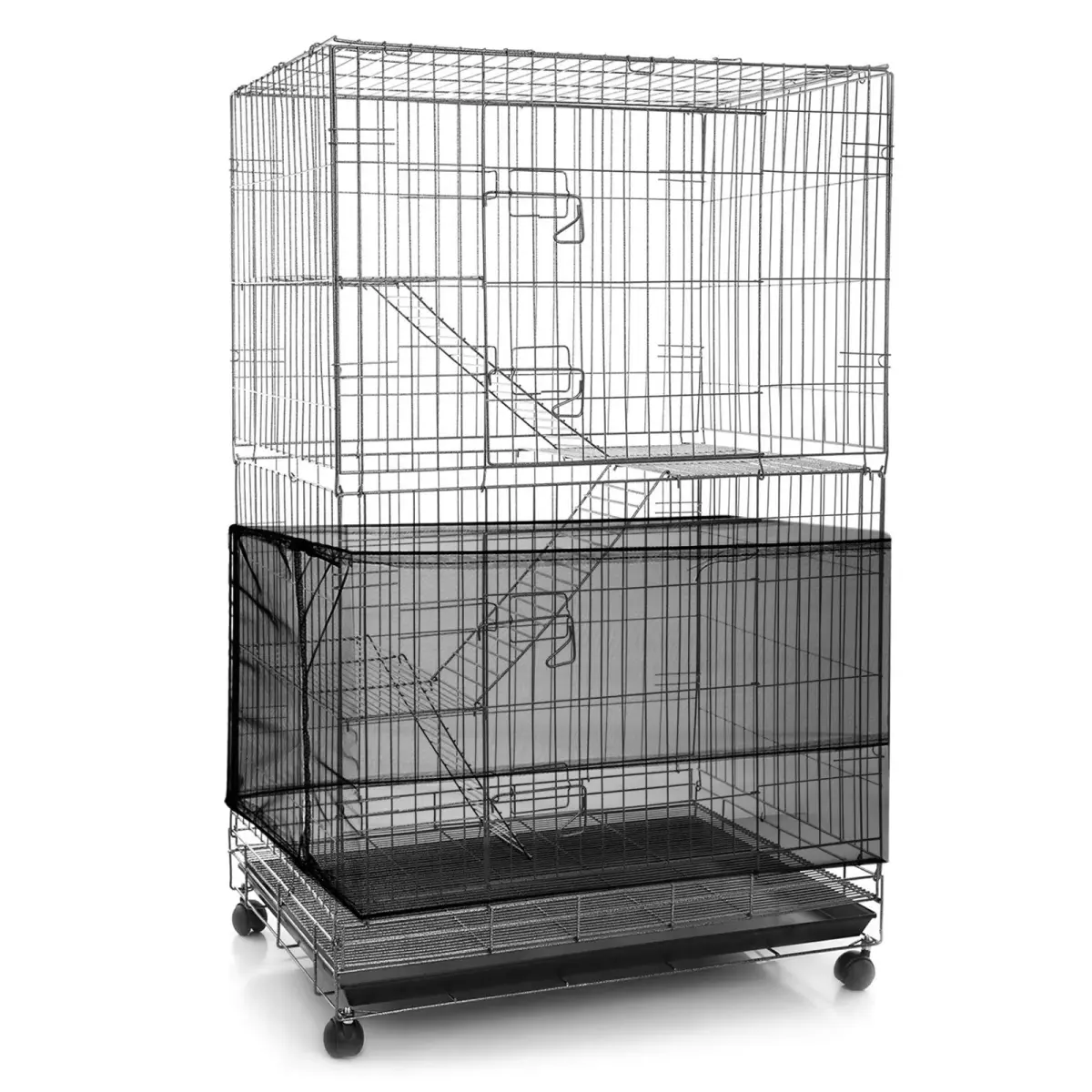 Shappy Black Bird Cage Seed Catcher Net Cover 300cm (118 Inch) | Adjustable Drawstring for Medium & Small Cages - main product image