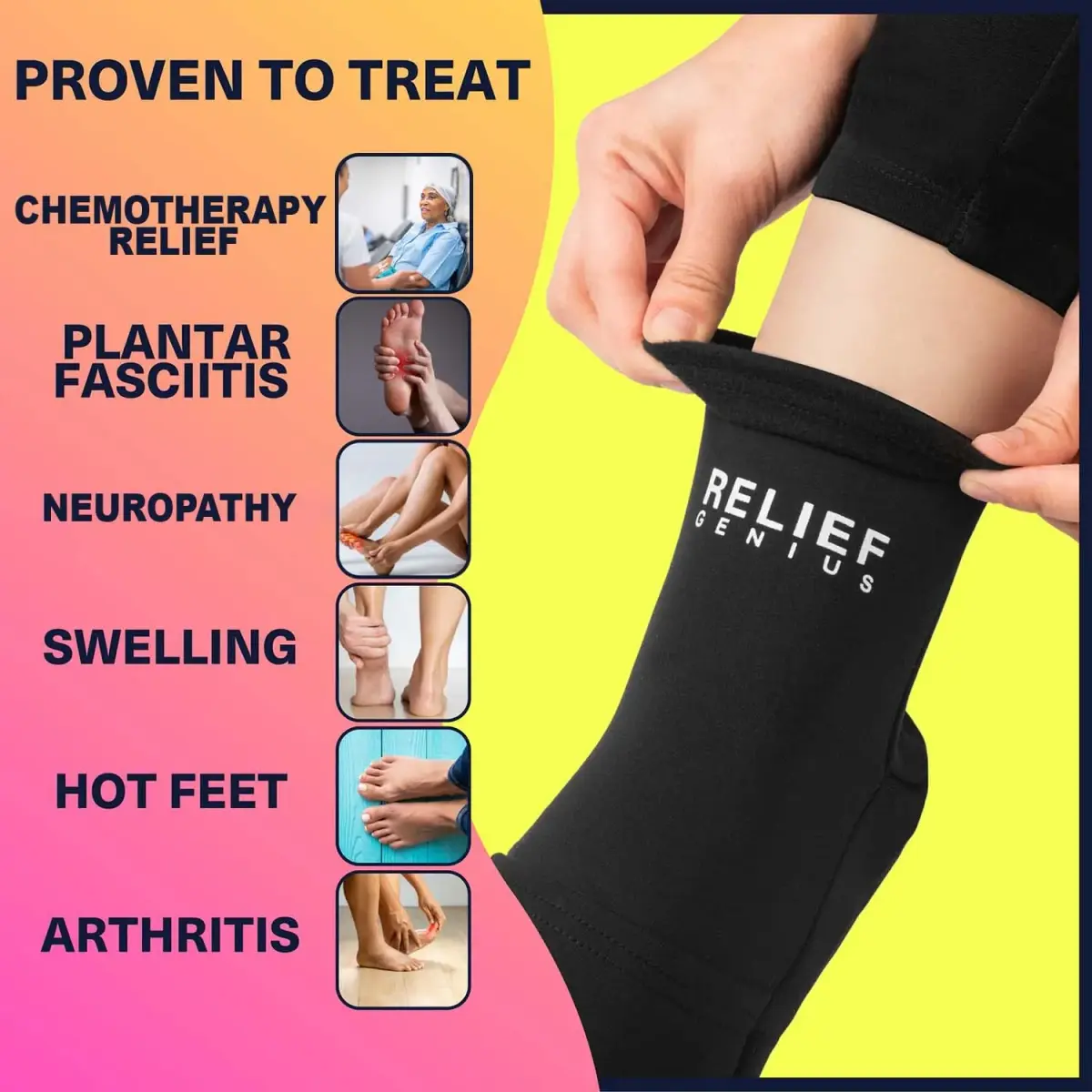CTR BAND Relief Genius Cold Therapy Socks with Reusable Gel Ice Packs, Small/Medium (Blue) | Full Foot Coverage for Pain Relief - view 3