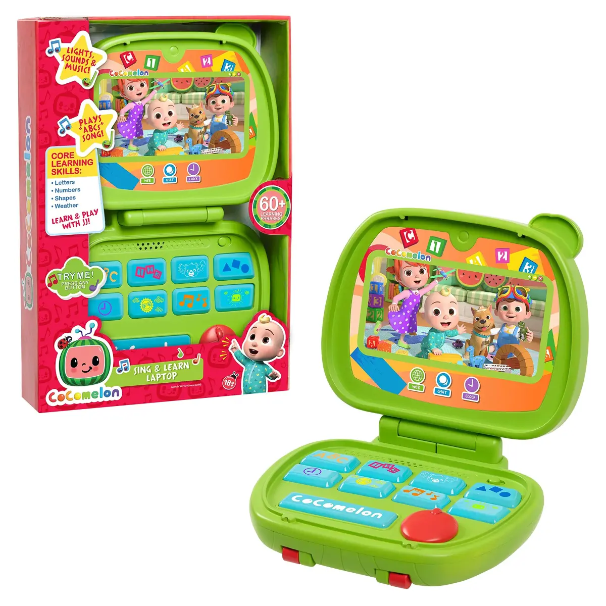 CoComelon Sing and Learn Laptop Toy for Toddlers 18+ Months | Lights, Sounds, Music, Letters, Numbers, Shapes, Animals - main product image