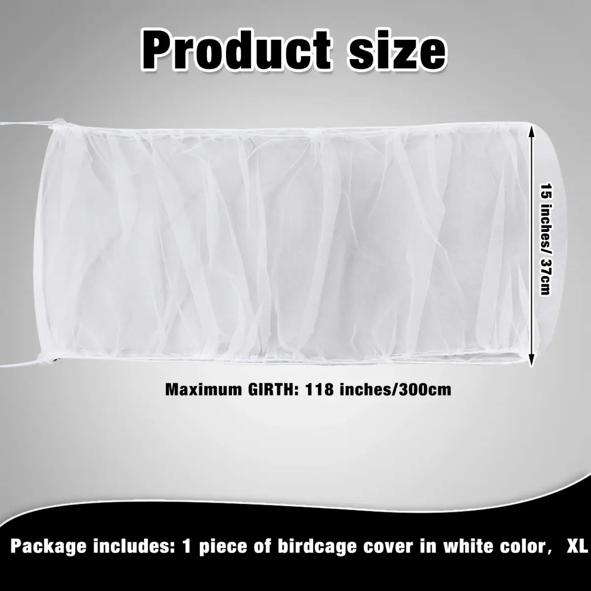 Shappy White Bird Cage Seed Catcher Net 300 x 37 cm (118 x 15 Inch) | Adjustable Airy Mesh for Parrots - view 2