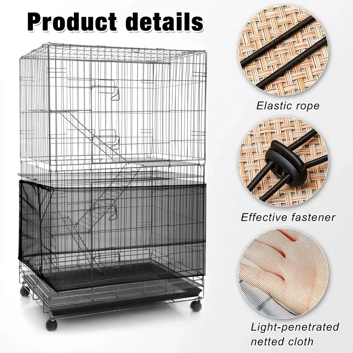 Shappy White Bird Cage Seed Catcher Net 300 x 37 cm (118 x 15 Inch) | Adjustable Airy Mesh for Parrots - view 3