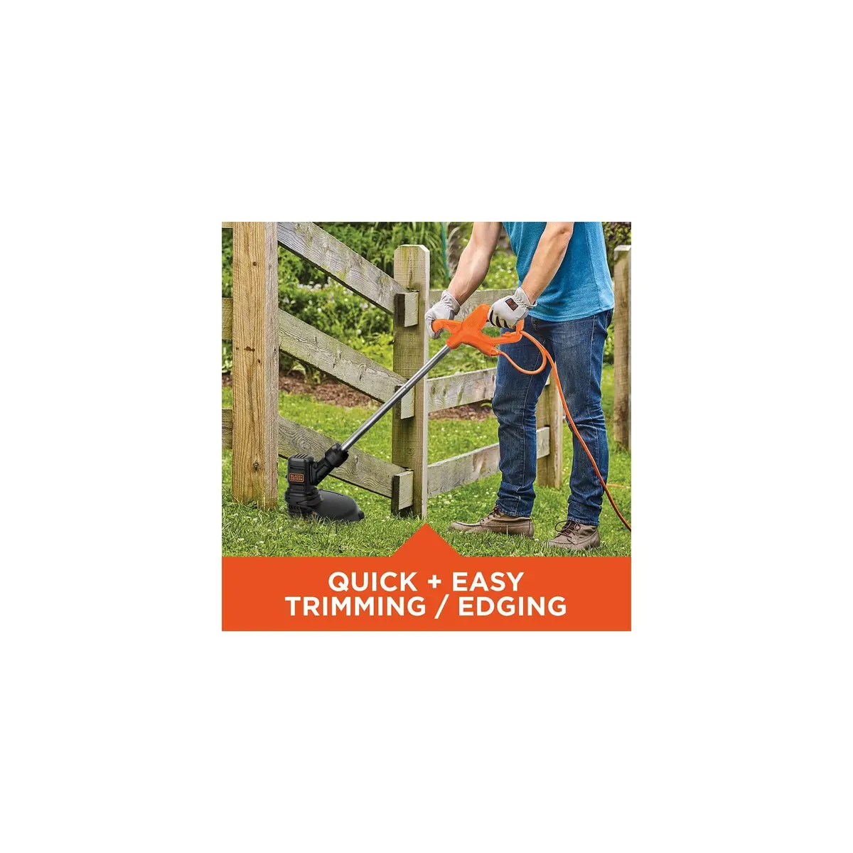 BLACK+DECKER String Trimmer and Weed Wacker, 13-Inch, 4 Amp, Lightweight, Orange & Black - view 7