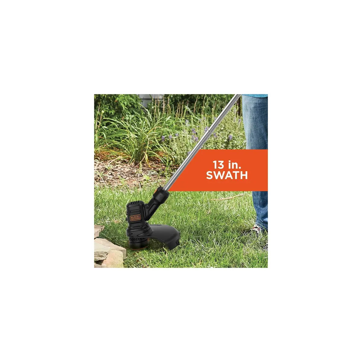 BLACK+DECKER String Trimmer and Weed Wacker, 13-Inch, 4 Amp, Lightweight, Orange & Black - view 8