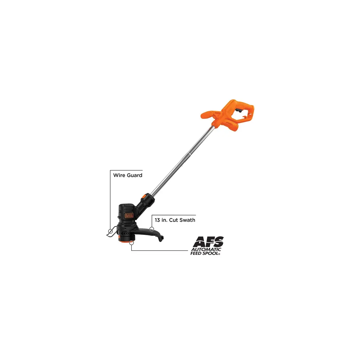 BLACK+DECKER String Trimmer and Weed Wacker, 13-Inch, 4 Amp, Lightweight, Orange & Black - view 2