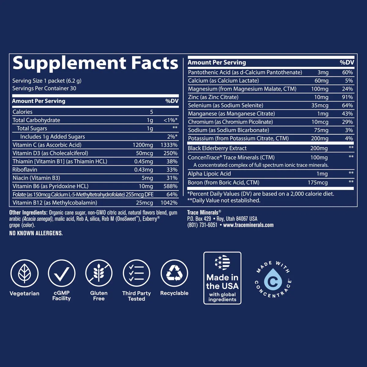 Trace Minerals Power Pak Electrolyte Powder Packets, Lemon Berry | 30 Ct, Hydration & Immunity Support - view 3