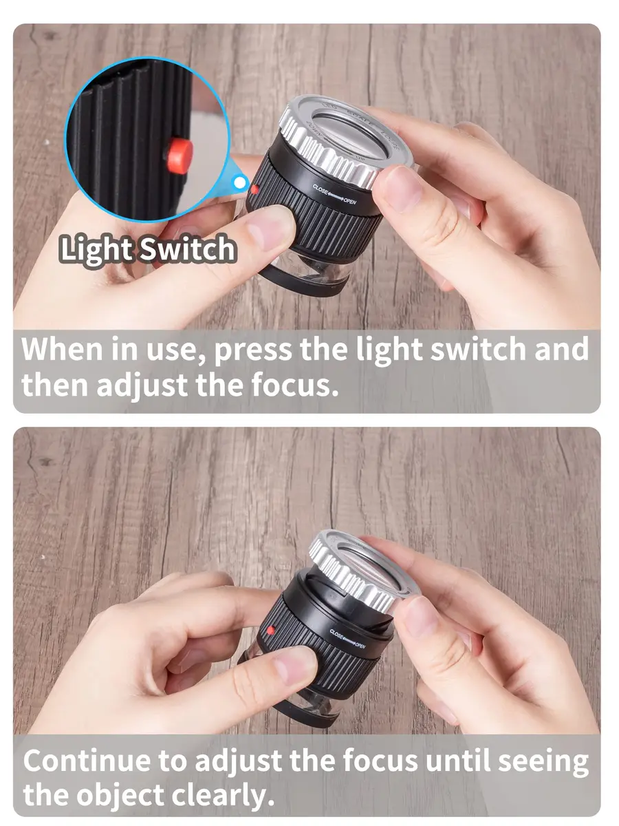 JARLINK 30X Adjustable Focal 3 LED Jewelers Loupe Magnifier, Black | Precision Jewelry & Coin Inspection - view 5