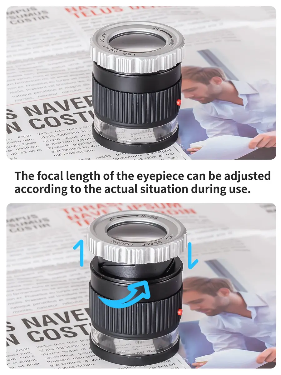 JARLINK 30X Adjustable Focal 3 LED Jewelers Loupe Magnifier, Black | Precision Jewelry & Coin Inspection - view 3