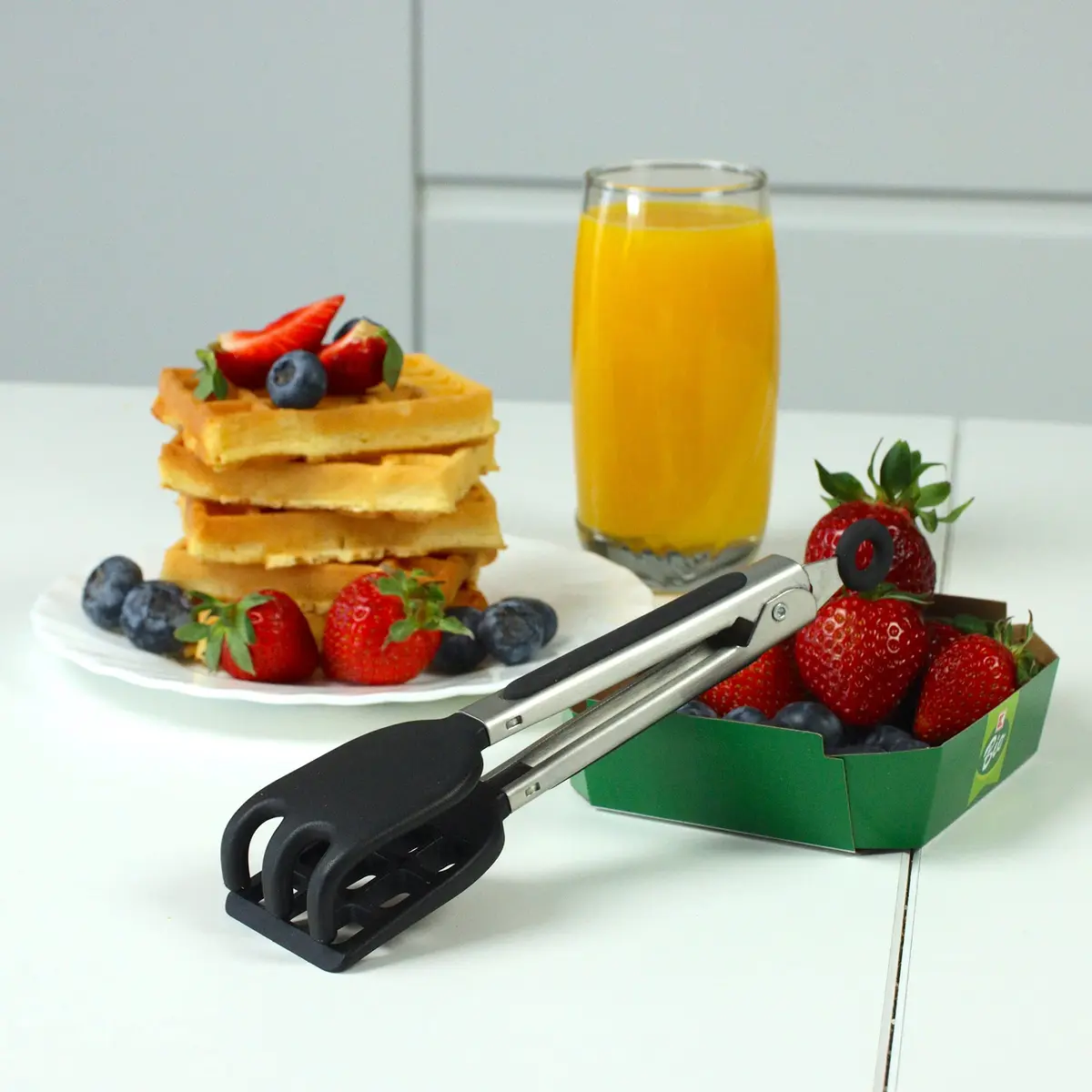 StarBlue Mini Waffle Tongs 8 Inches (20.3 cm) | Heat-Resistant Silicone & Nylon Serving Tongs with Lock - view 5