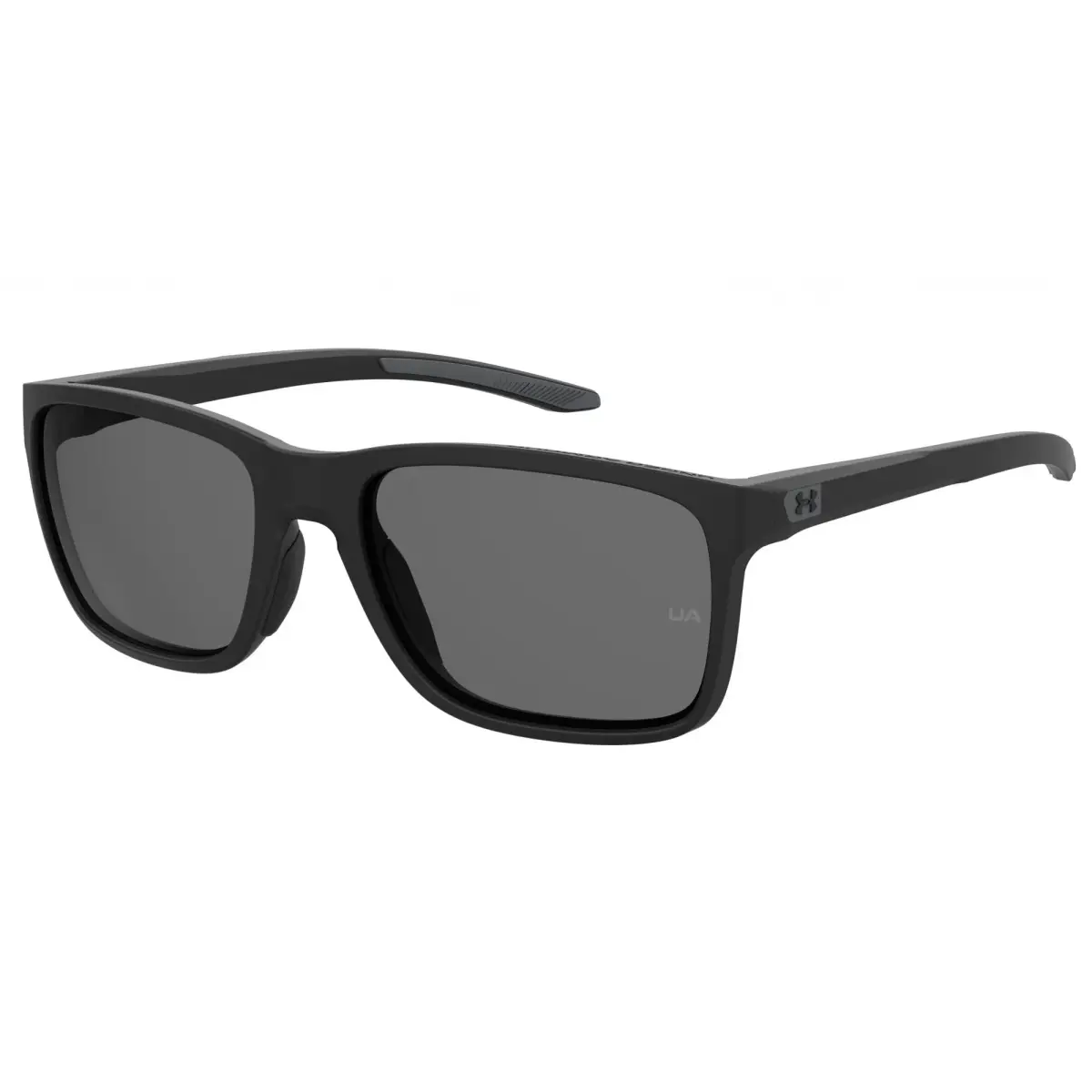 Under Armour Hustle Rectangular Sunglasses Matte Black Frame Polarized Gray Lenses 58mm (2.28in) | Sporty & Secure Fit - main product image