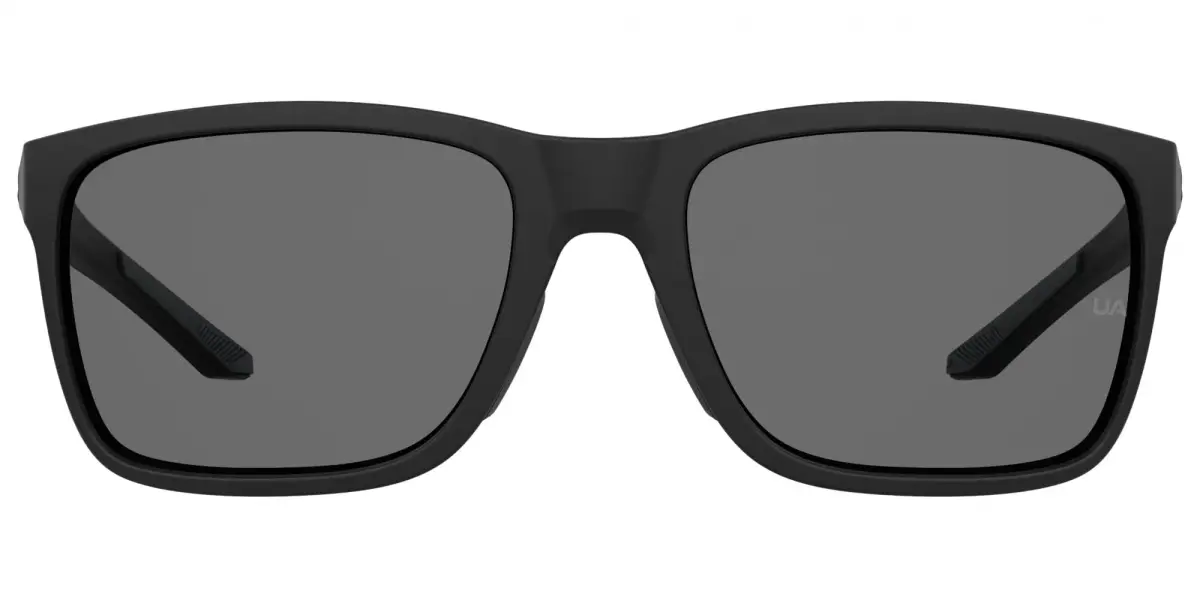 Under Armour Hustle Rectangular Sunglasses Matte Black Frame Polarized Gray Lenses 58mm (2.28in) | Sporty & Secure Fit - view 2