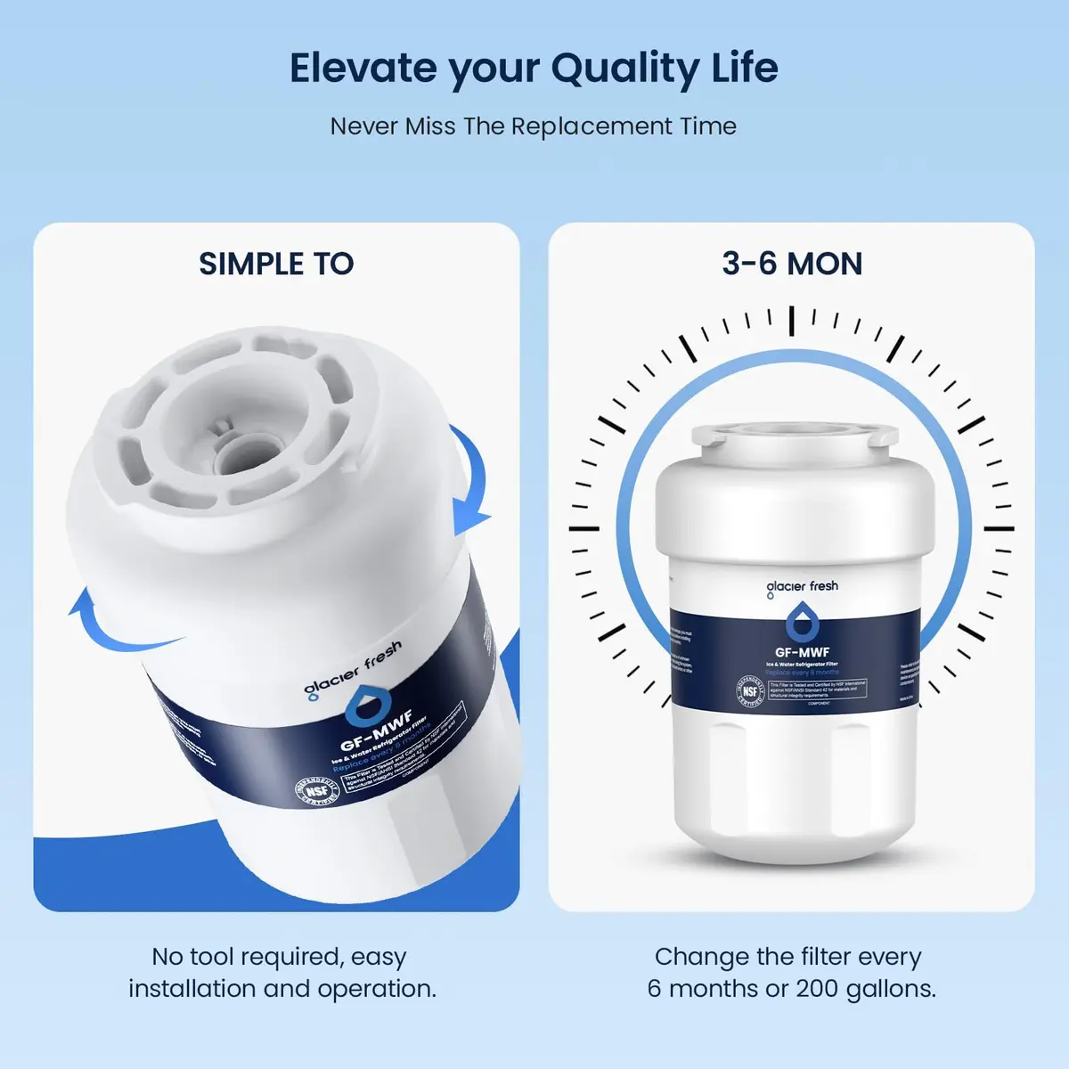 GLACIER FRESH MWF Refrigerator Water Filter 2-Pack | NSF Certified for Purer Water - view 7