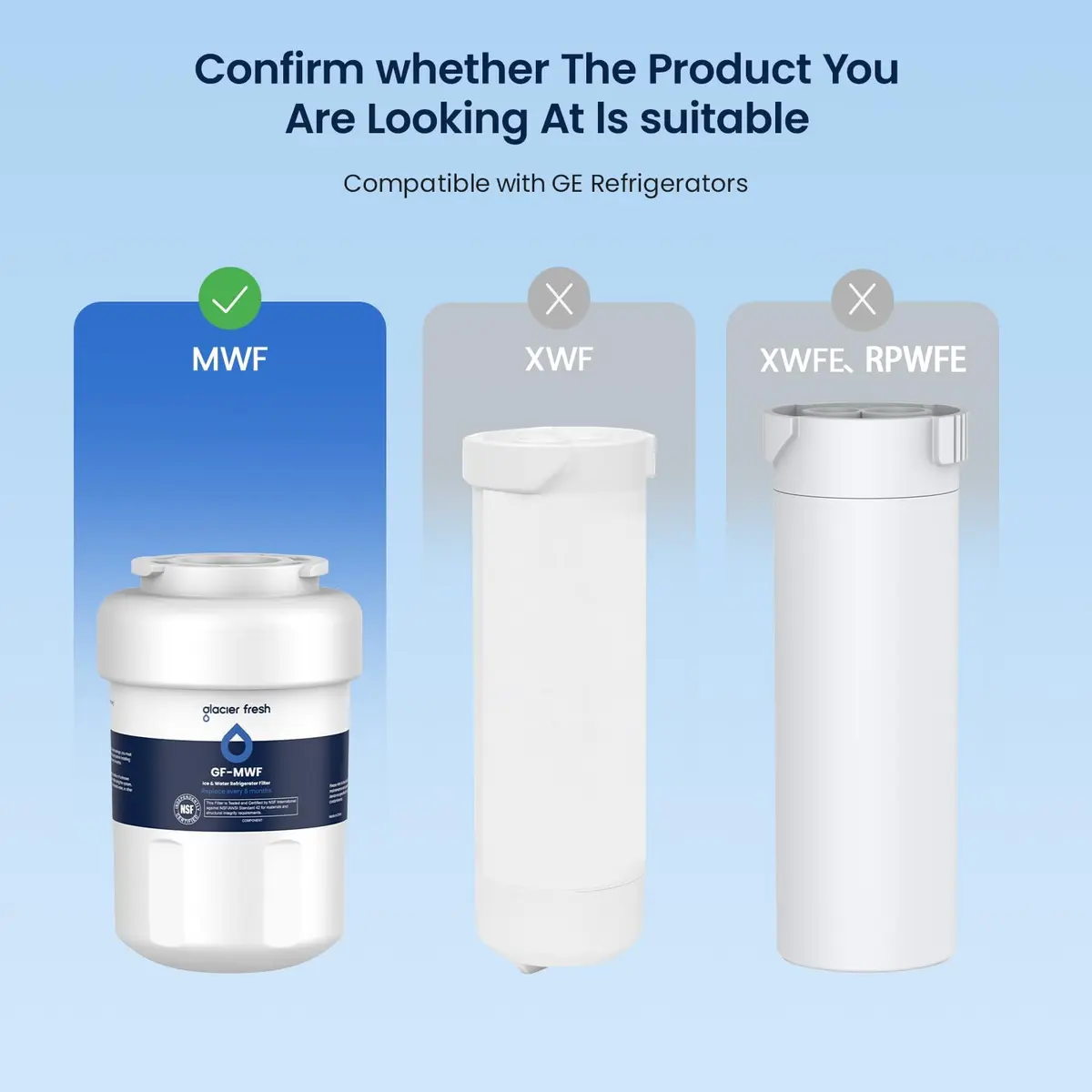 GLACIER FRESH MWF Refrigerator Water Filter 2-Pack | NSF Certified for Purer Water - view 2