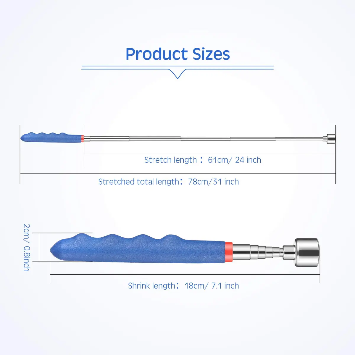 Patelai Telescoping Magnetic Pickup Tool, Blue | 20 lb Magnetic Force, 30 inch Extendable Stick for Home & Workshop - view 2