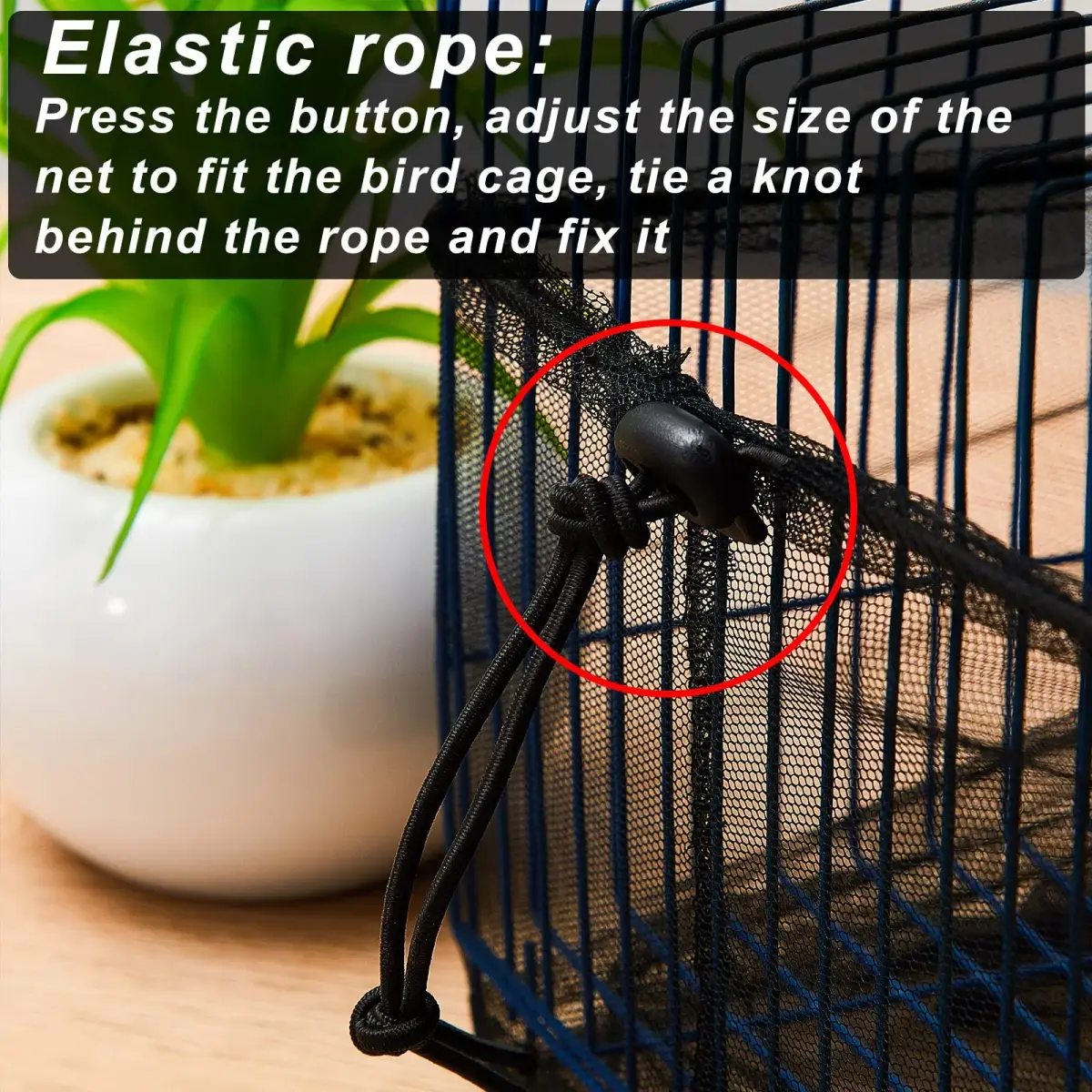 Shappy Black Nylon Mesh Bird Cage Cover 200cm (78.7 Inch) | Breathable & Adjustable for Medium/Small Cages - view 4