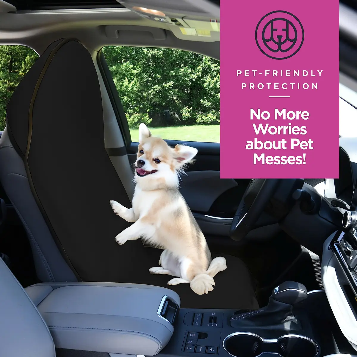 lebogner Black 2 Pack Universal Fit Car Seat Towel Cover | Protects Seats from Sweat, Dirt & Pet Hair - view 7