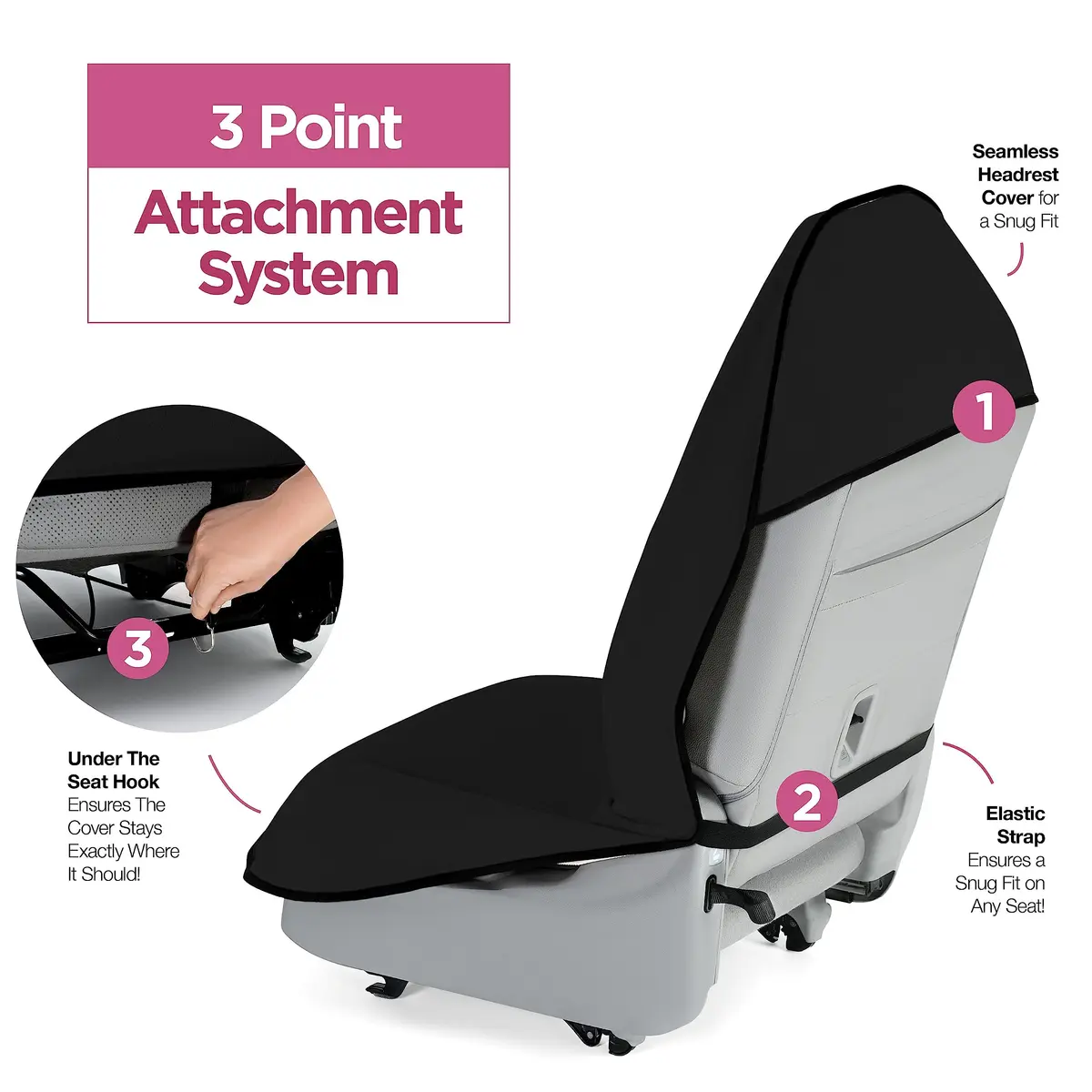 lebogner Black 2 Pack Universal Fit Car Seat Towel Cover | Protects Seats from Sweat, Dirt & Pet Hair - view 2