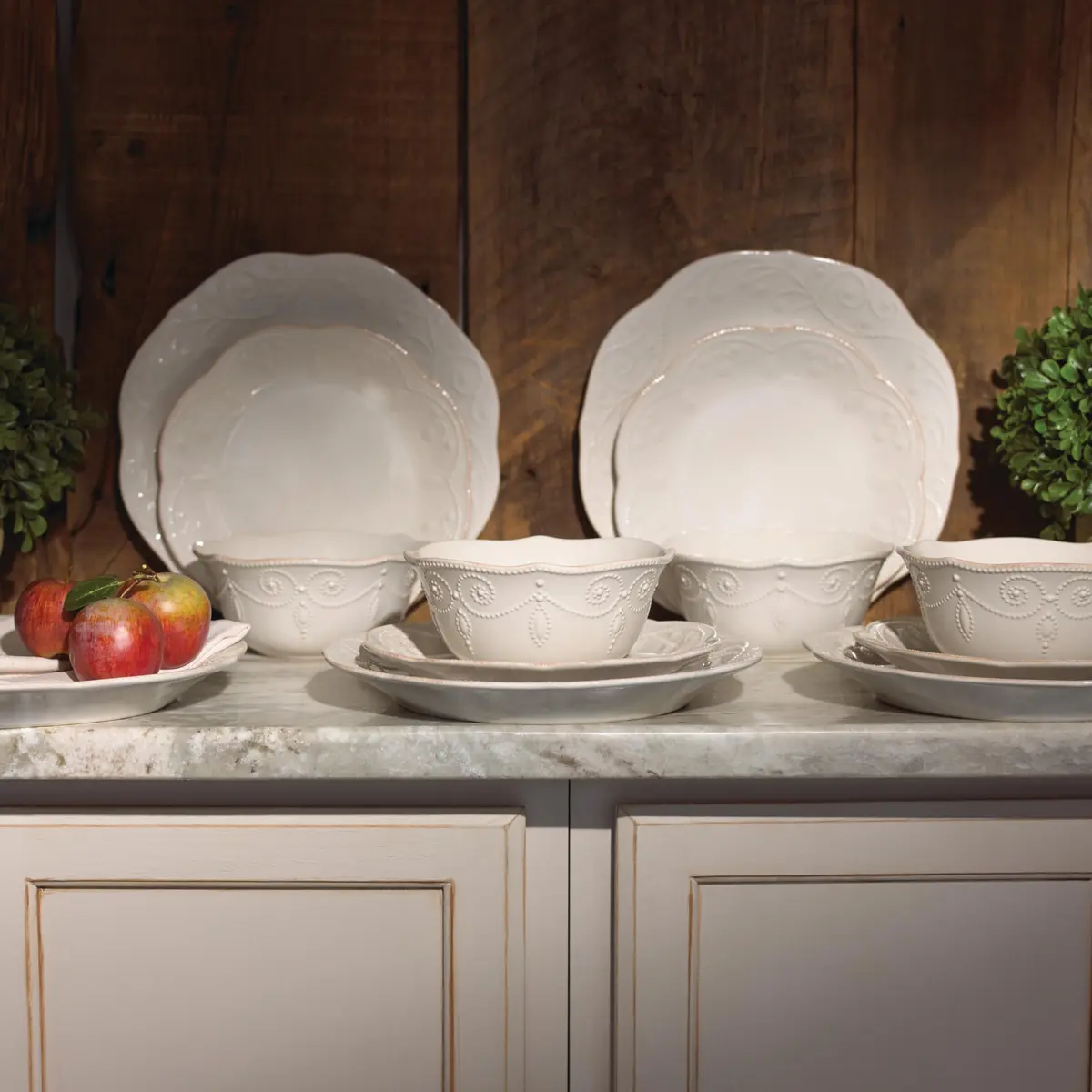 Lenox French Perle White Stoneware Dinnerware Set with All-Purpose Bowls, 12-Piece Set | Durable Ceramic for Everyday & Formal Dining - view 5