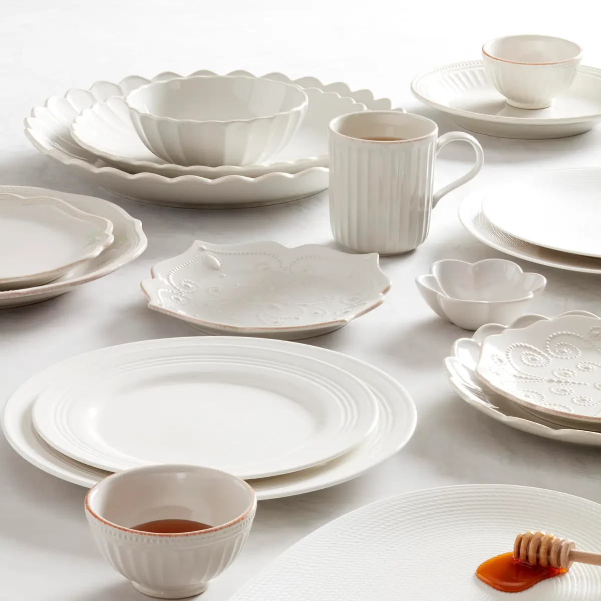 Lenox French Perle White Stoneware Dinnerware Set with All-Purpose Bowls, 12-Piece Set | Durable Ceramic for Everyday & Formal Dining - view 8