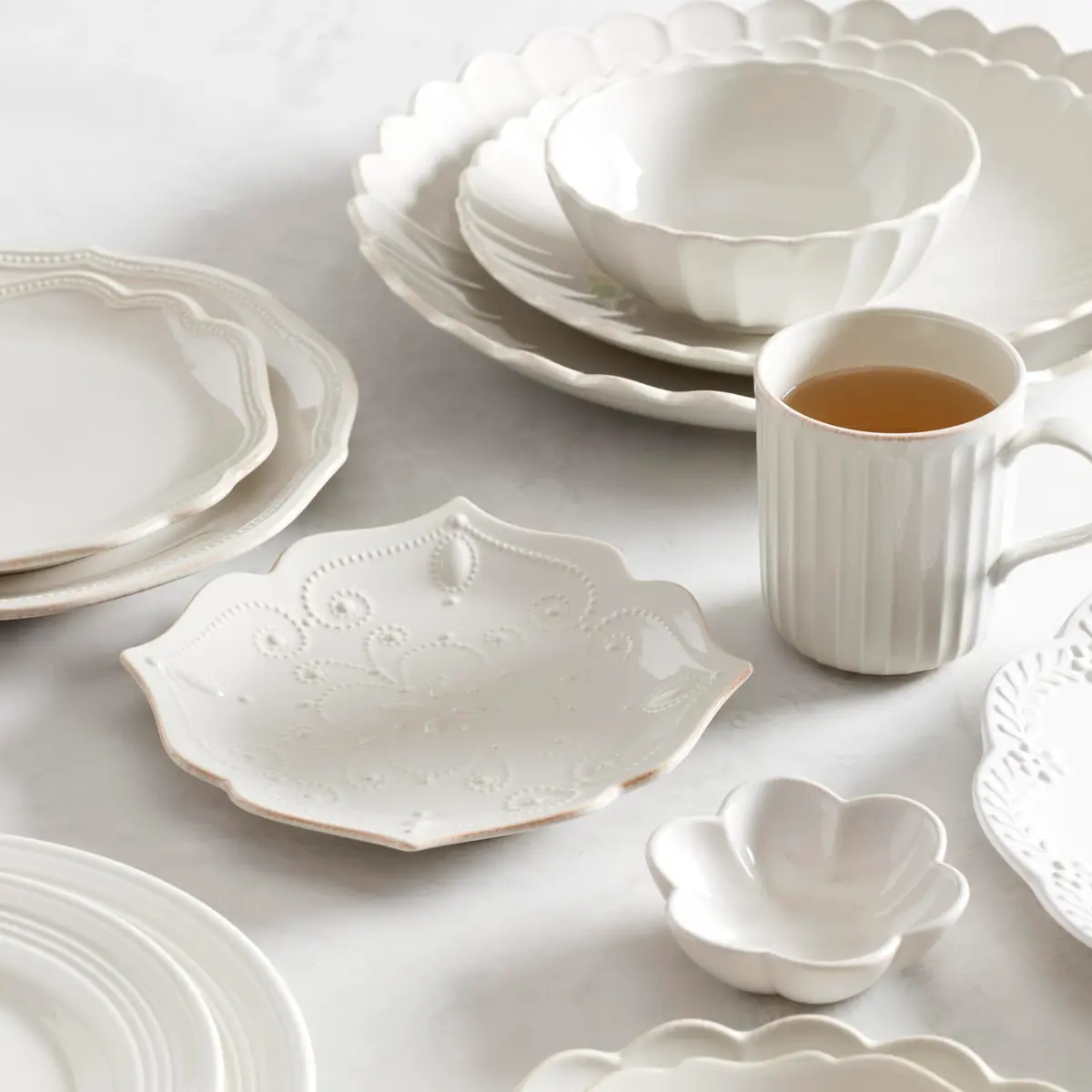 Lenox French Perle White Stoneware Dinnerware Set with All-Purpose Bowls, 12-Piece Set | Durable Ceramic for Everyday & Formal Dining - view 9