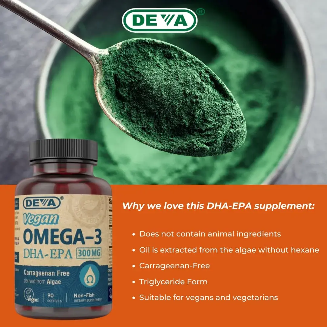 DEVA Vegan Omega-3 DHA-EPA 300MG 180 Count (Pack of 2) | Algae-Derived Essential Fatty Acids - view 7