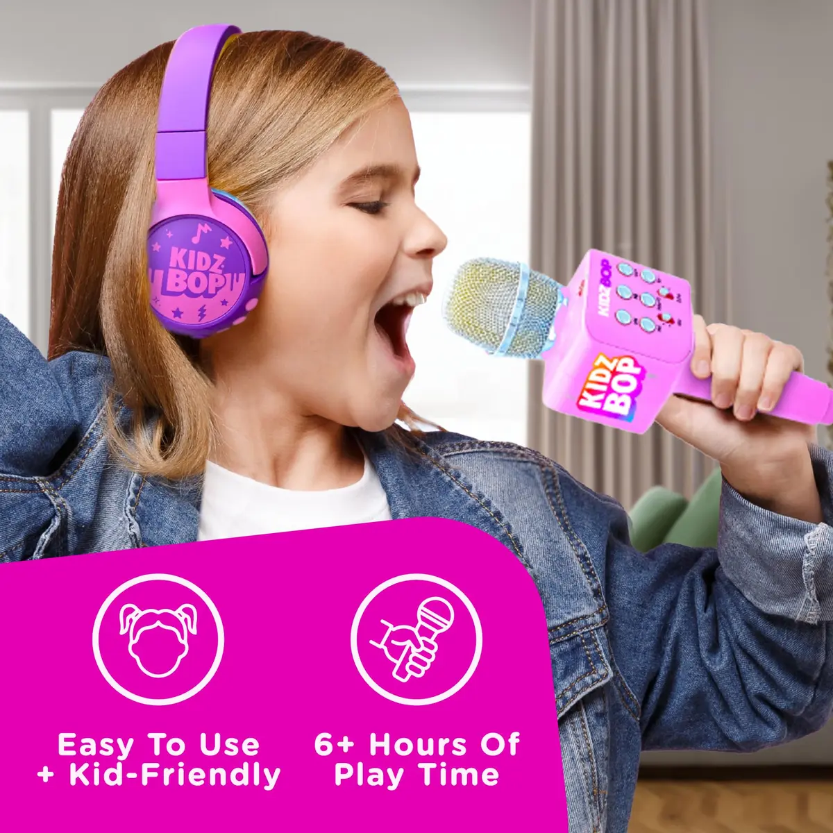 Move2Play Kidz Bop Karaoke Microphone Pink | Bluetooth Connectivity & 4 Voice Effects - view 4