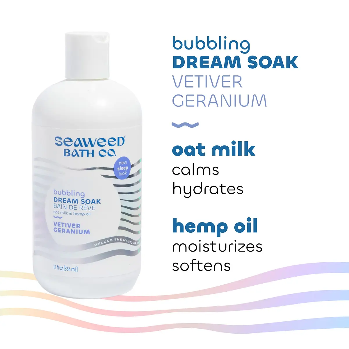 The Seaweed Bath Co. Bubbling Dream Soak, Vetiver Geranium Scent, 12 Fl Oz | Nourishing Marine Ingredients - view 2