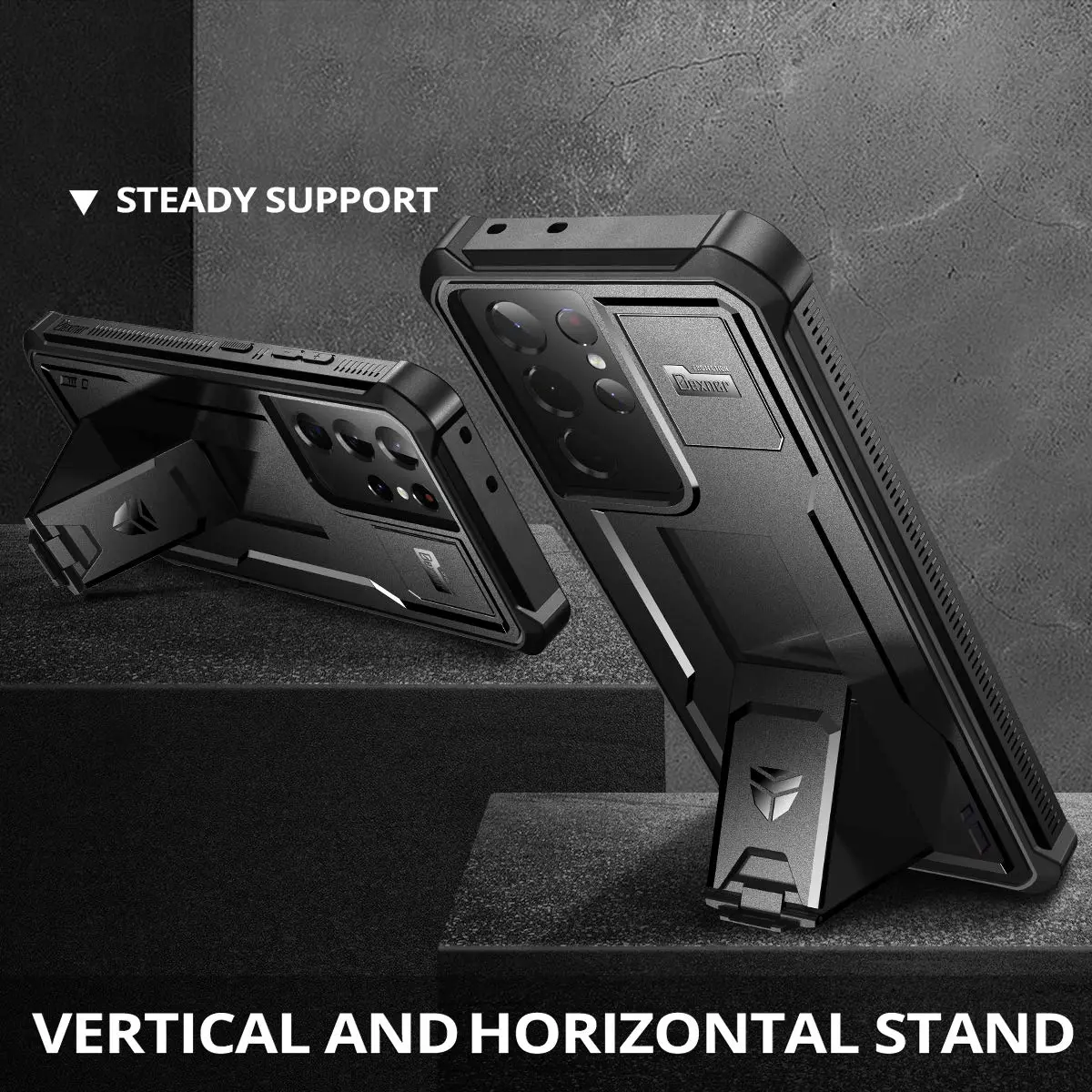 Dexnor Galaxy S21 Ultra Case with Screen Protector & Kickstand | Heavy Duty Shockproof Cover for Samsung Galaxy S21 Ultra 5G, 6.8 inch, Black - view 4