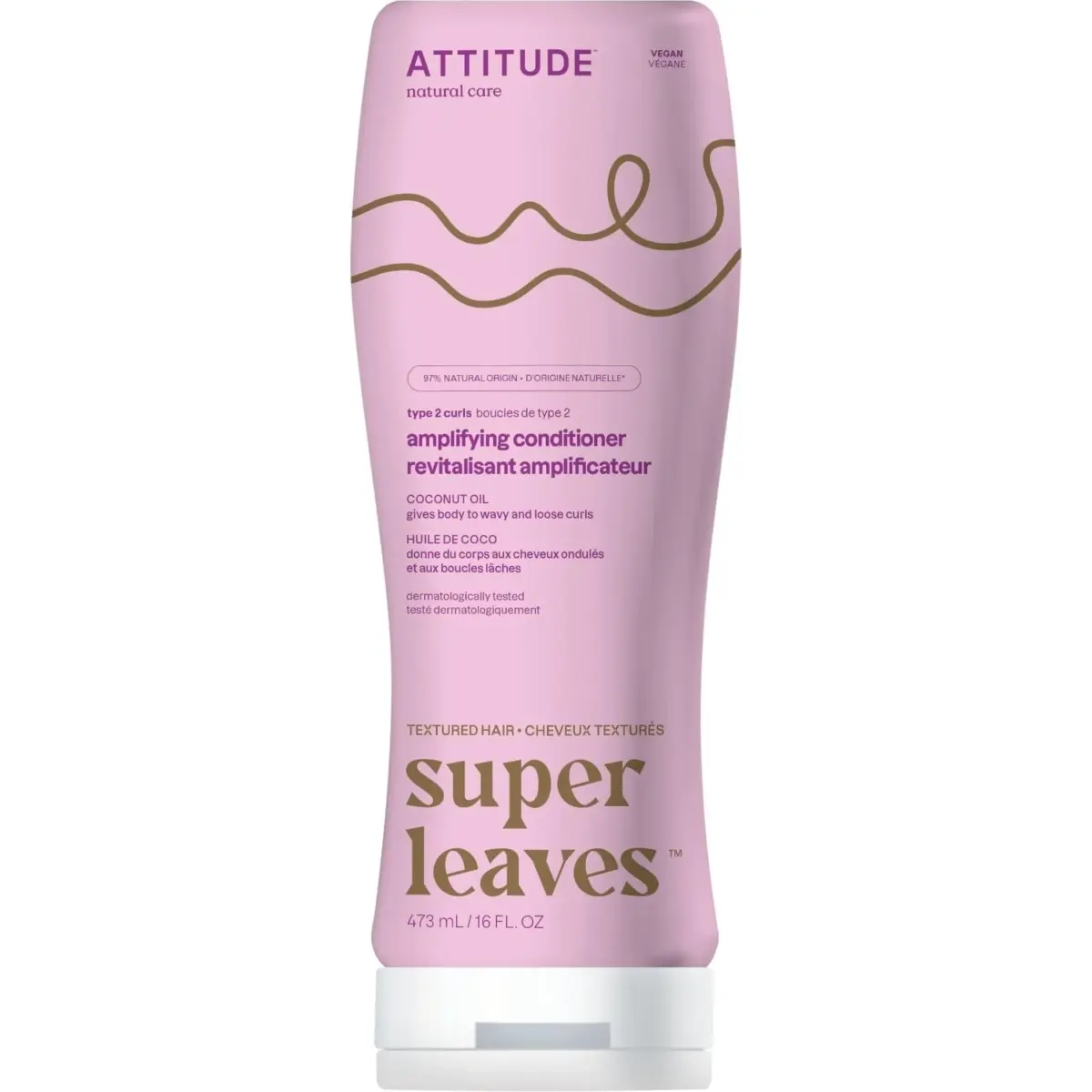 ATTITUDE Amplifying Conditioner for Curly Hair 473ml (16 Fl Oz) | Vegan Formula with Coconut Oil - main product image
