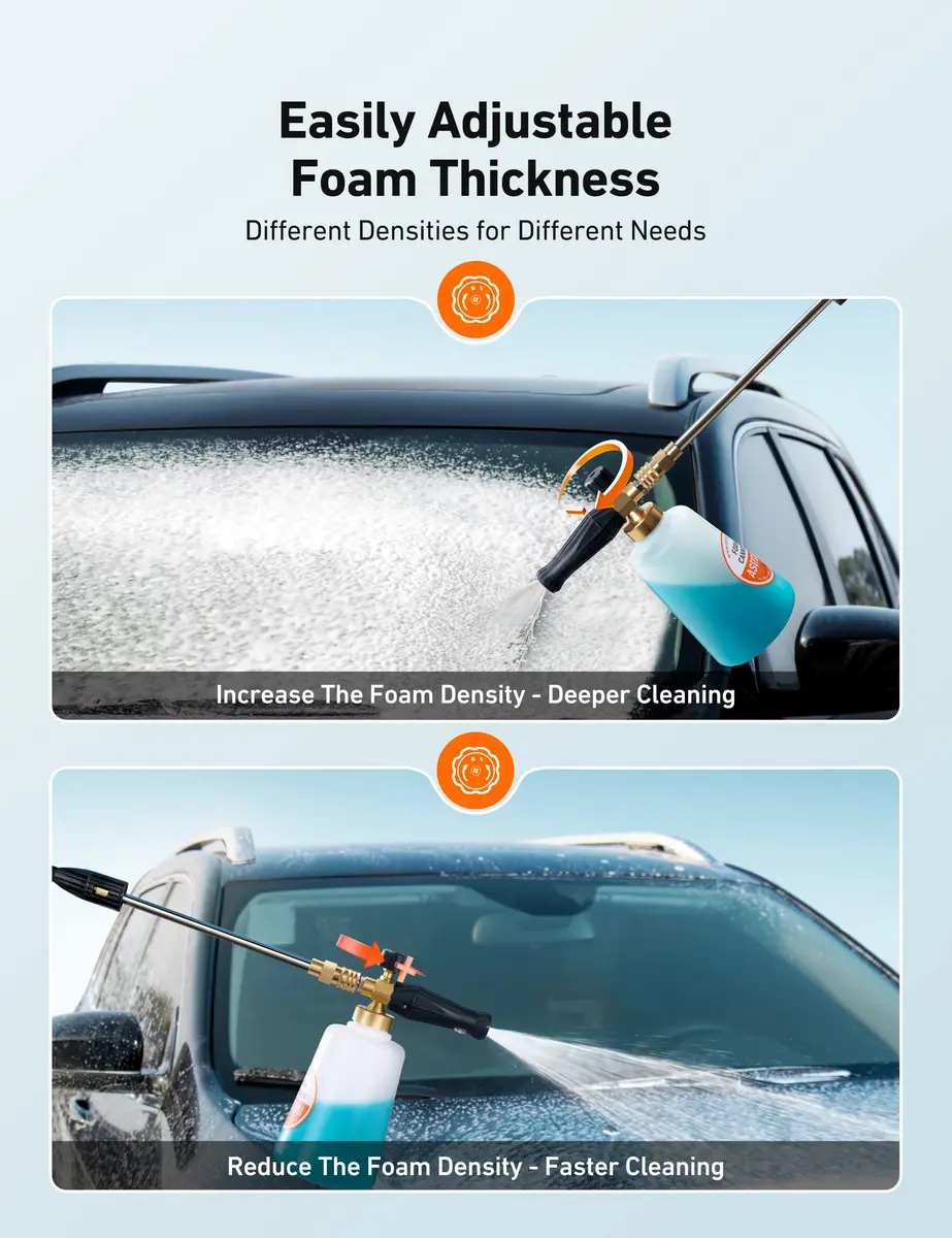 AstroAI Foam Cannon for Pressure Washer with 1/4" Quick Connect, 1.5 Liter Bottle | Heavy Duty Foam Sprayer Attachments for Car Washing - view 5