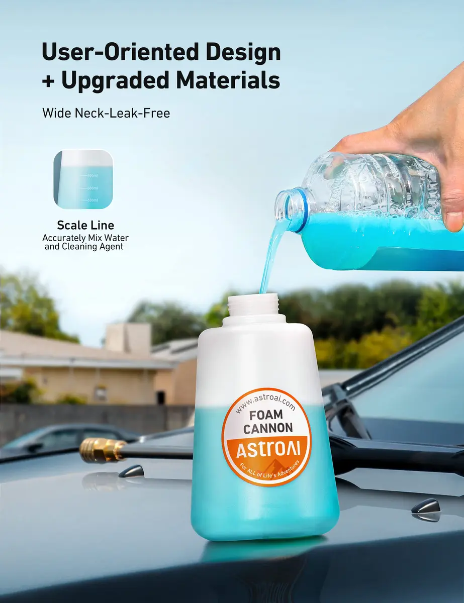 AstroAI Foam Cannon for Pressure Washer with 1/4" Quick Connect, 1.5 Liter Bottle | Heavy Duty Foam Sprayer Attachments for Car Washing - view 8