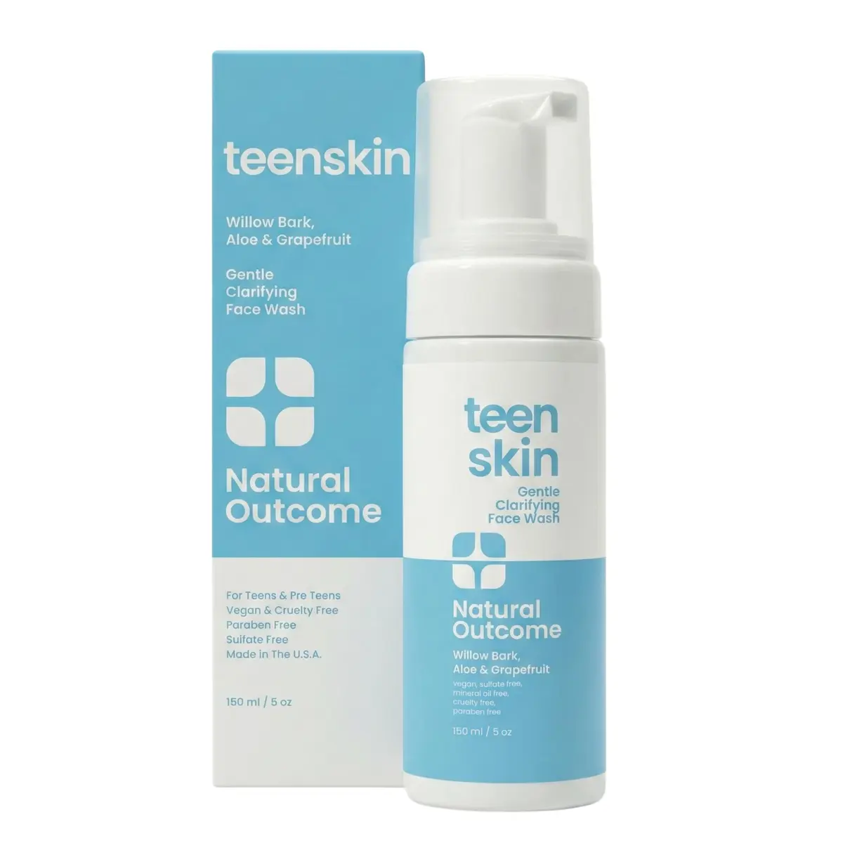 natural outcome Teen Skin Face Wash | Gentle Foaming Daily Cleanser for Teens & Kids | Natural Non-toxic Ingredients | 5 oz - main product image