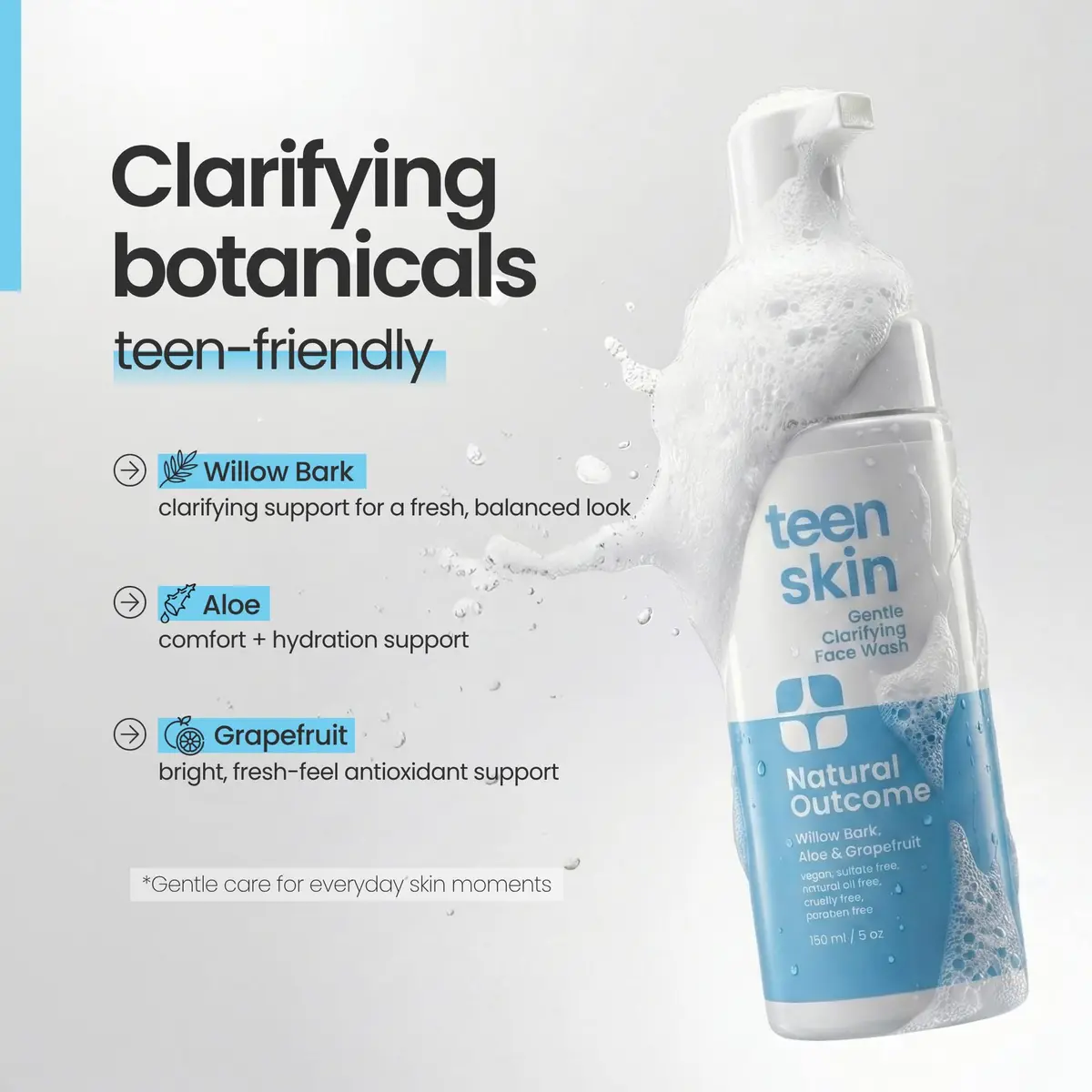 natural outcome Teen Skin Face Wash | Gentle Foaming Daily Cleanser for Teens & Kids | Natural Non-toxic Ingredients | 5 oz - view 7